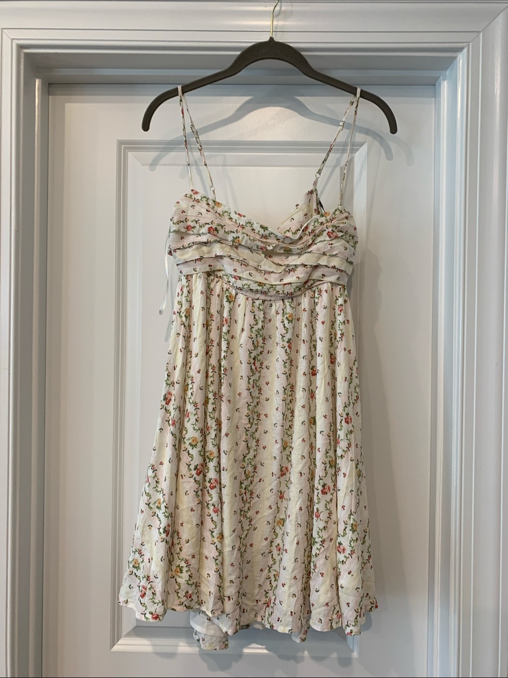 Grey Bandit Babydoll Floral Spaghetti Strap Dress - Ivory mini floral M